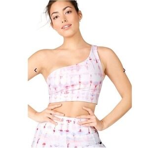 Fabletics One Shoulder Reversible Sports Bra Pink Medium Athleisure Pilates